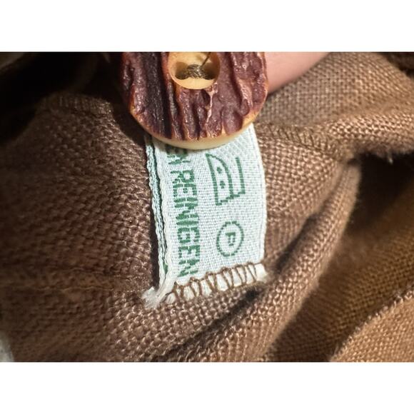 Vintage 70s Style Nur Trocken Reinigen 100% Linen Maxi Prairie Dress Boho Large - Picture 7 of 16